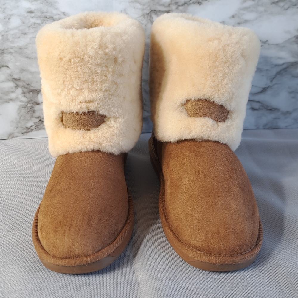 Cloud Nine Sheepskin Women's Two Buckle Outdoor Ankle Boots Chestnut Size 11 - Picture 2 of 16